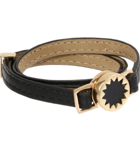 House of Harlow 1960 Gold Tone Sunburst with Leather Wrap Bracelet