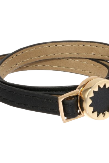 House of Harlow 1960 Gold Tone Sunburst with Leather Wrap Bracelet