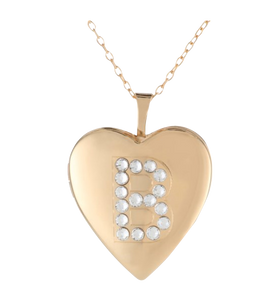 Momento Lockets Silver Swarovski Crystal Initial B Locket Necklace