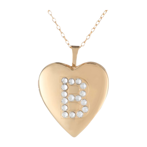 Momento Lockets Silver Swarovski Crystal Initial B Locket Necklace