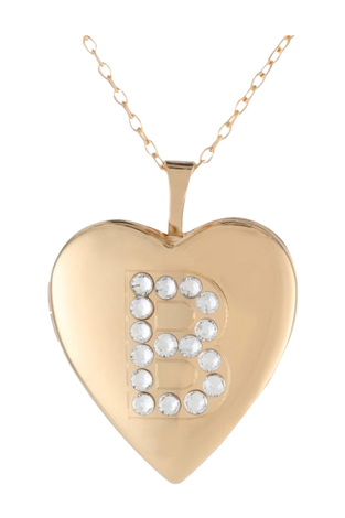 Momento Lockets Silver Swarovski Crystal Initial B Locket Necklace