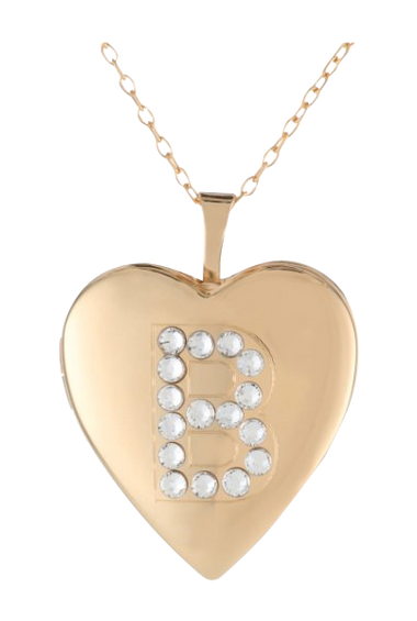 Momento Lockets Silver Swarovski Crystal Initial B Locket Necklace